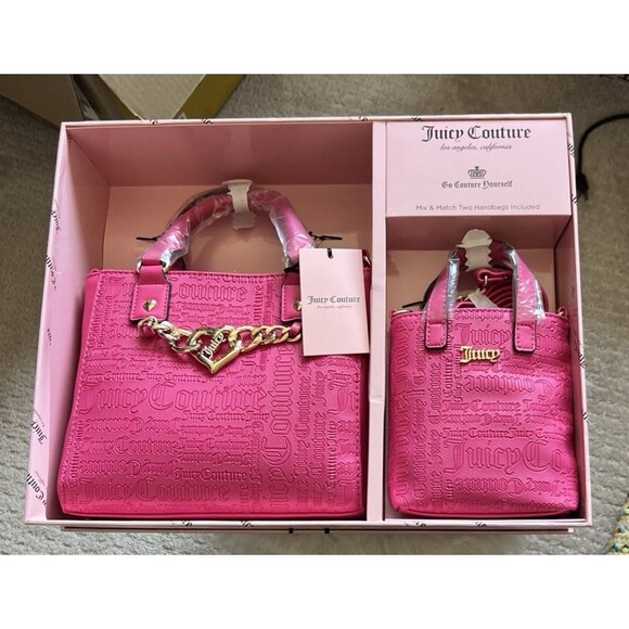NIB Juicy Couture Pink 2-Piece Handbag Gift Set Mix & Match Tote Crossbody - Picture 8 of 9
